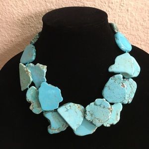 NWT Handmade Blue Turquoise Slice Chunky Necklace